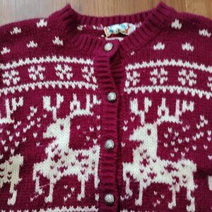 Vintage Bravo! Reindeer Nordic Cardigan Sweater Cute